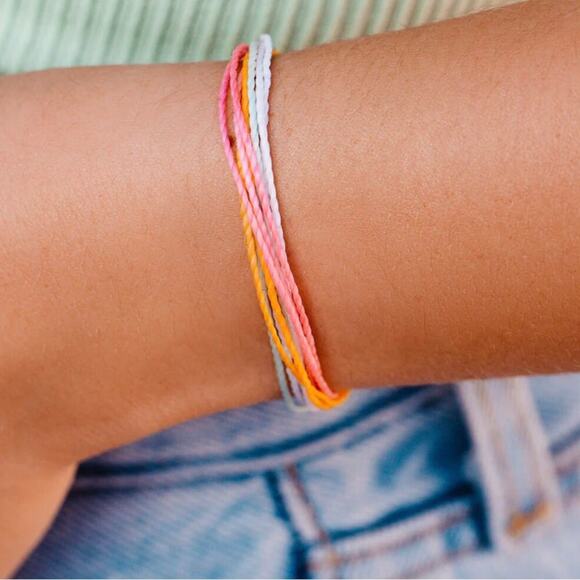 Two Pure Vida NWT Sunset And Original Pink Unique Handmade Waterproof Bracelets - Picture 1 of 10
